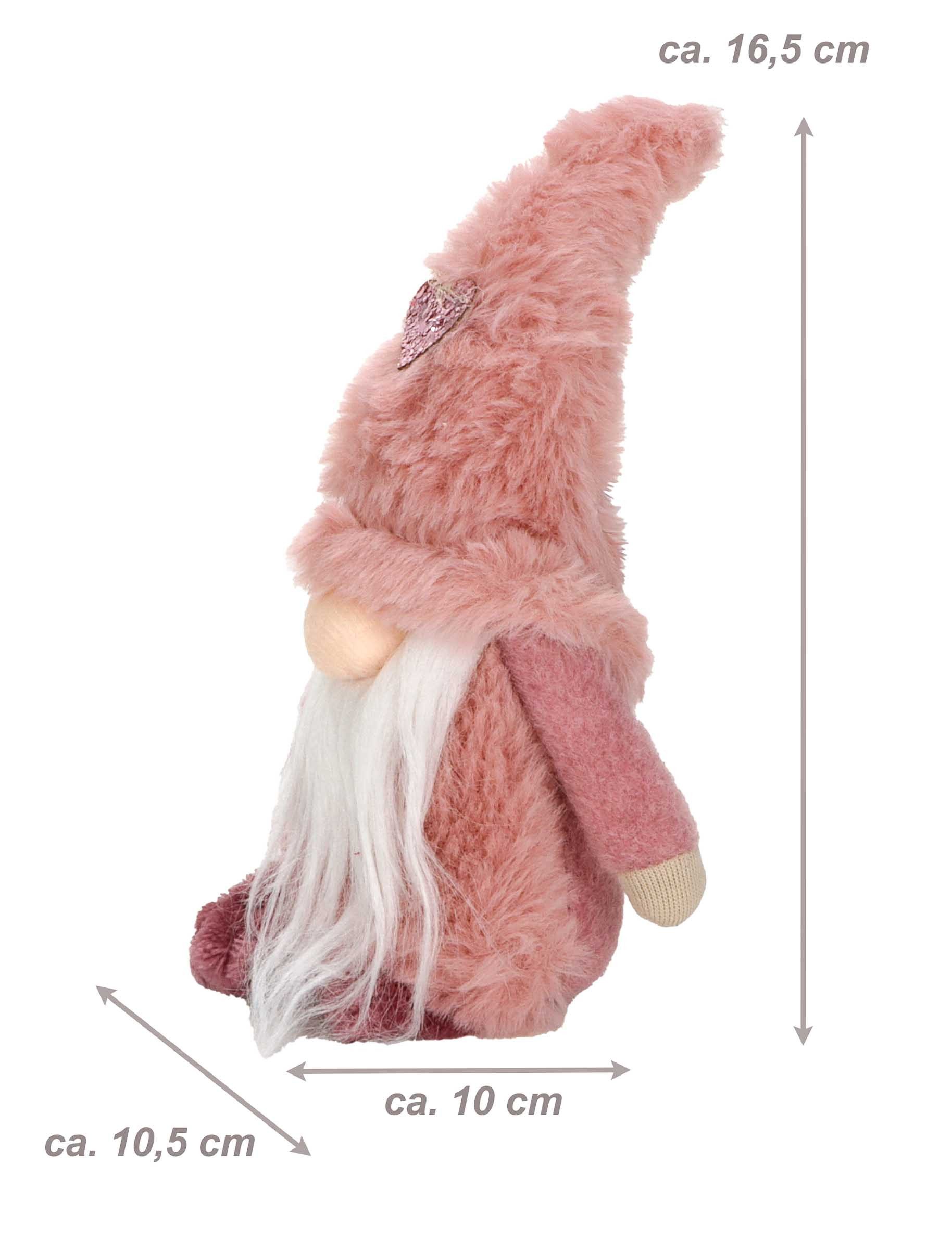 Bubble-Store Weihnachtsfigur Weihnachtswichtel mit rosa oder lila Zipfelmütze (Wichtel mit Bart und Plüsch-Zipfelmütze), Wichtel Weihnachtsfigur