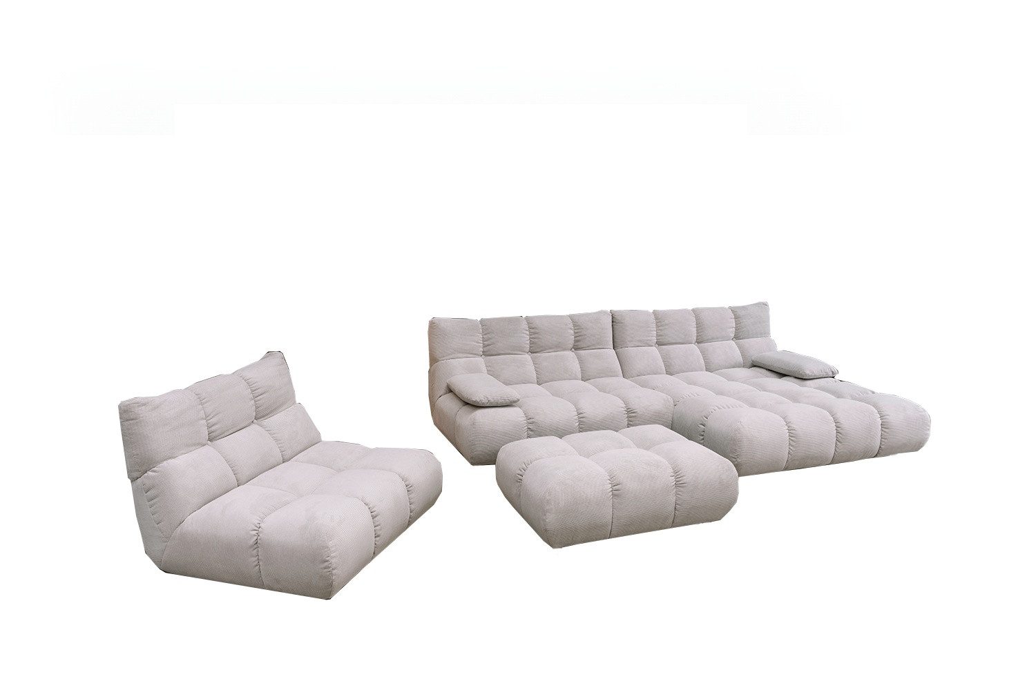 KAWOLA Sitzgruppe VIVIEN, (Set, 3-tlg), Ecksofa Drehsessel Hockerbank Feincord verschiedene Farben