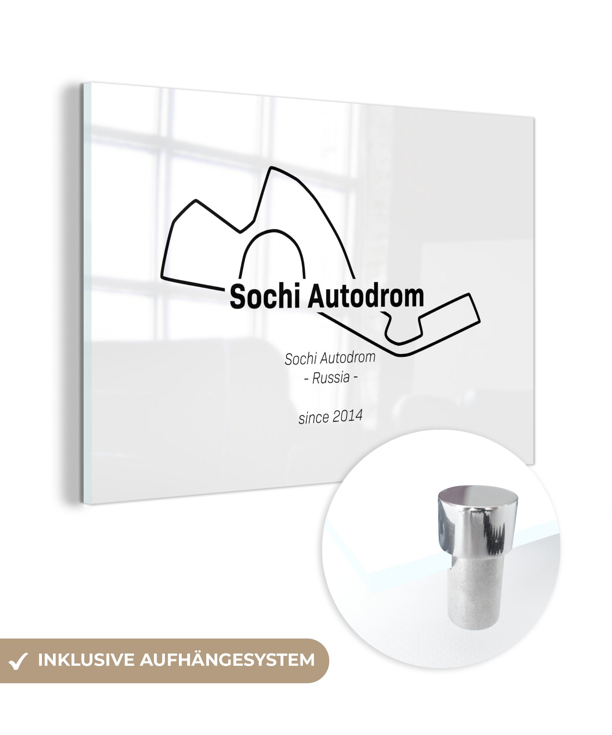 MuchoWow Acrylglasbild Sotschi - Formel 1 - Rennstrecke, (1 St), Glasbilder - Bilder auf Glas Wandbild - Foto auf Glas - Wanddekoration
