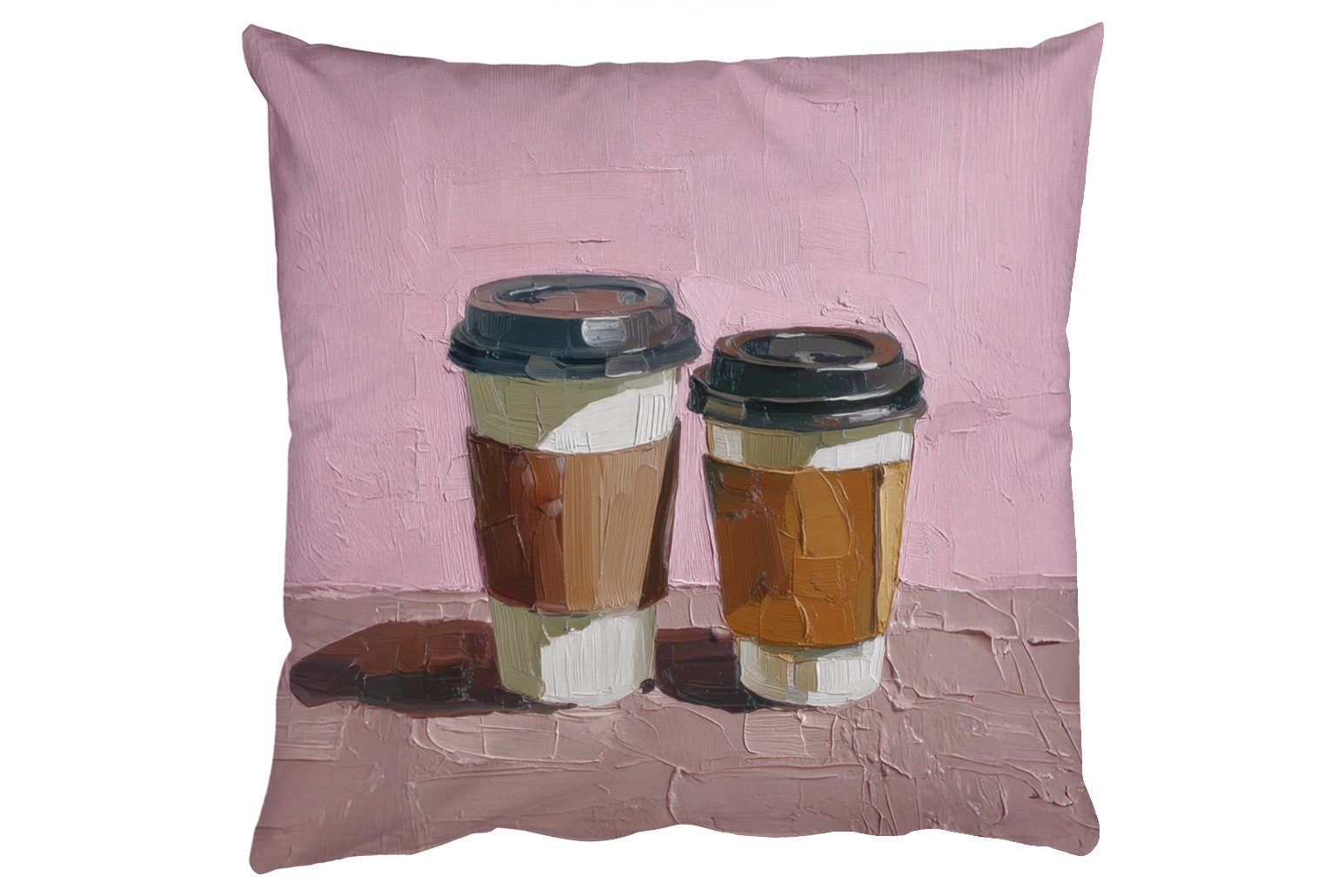 MuchoWow Dekokissen Kaffeetassen - Deckel - Farbe - Textur, Zierkissen, Deko Kissen mit Füllung, Sofakissen, 60x60 cm