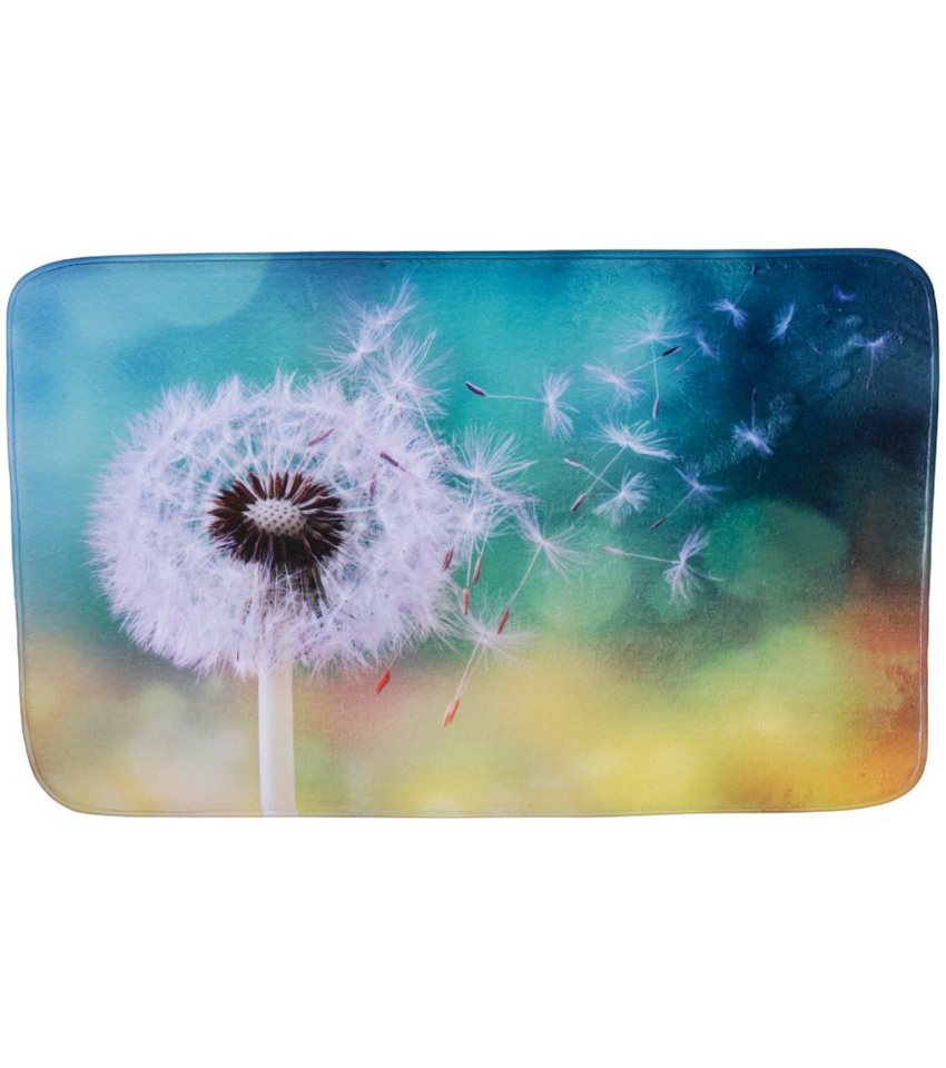 Sanilo Badematte Pusteblume, rutschhemmend, waschbar, schnelltrocknend, Polyester, rechteckig, sehr weich, hochwertig & modern, 50 x 80 cm oder 70 x 110 cm