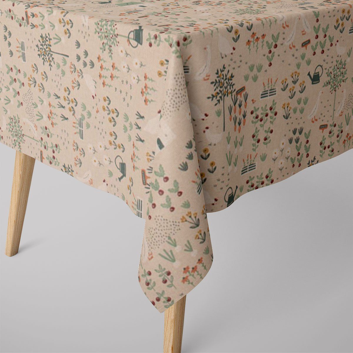 SCHÖNER LEBEN. Tischdecke SCHÖNER LEBEN. Tischdecke Bauernhof Garten natur weiß mint, handmade