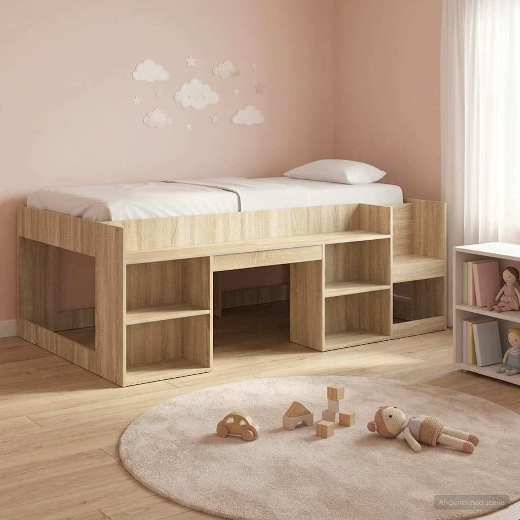 vidaXL Bettgestell vidaXL Kinderbettgestell mit Stauraum Sonoma-Eiche 90 x 200 cm