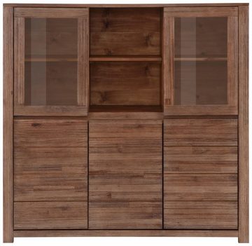 loft24 Highboard Walter, Topplatte/Leiste 2 cm stark, Seitenleiste 6 cm stark