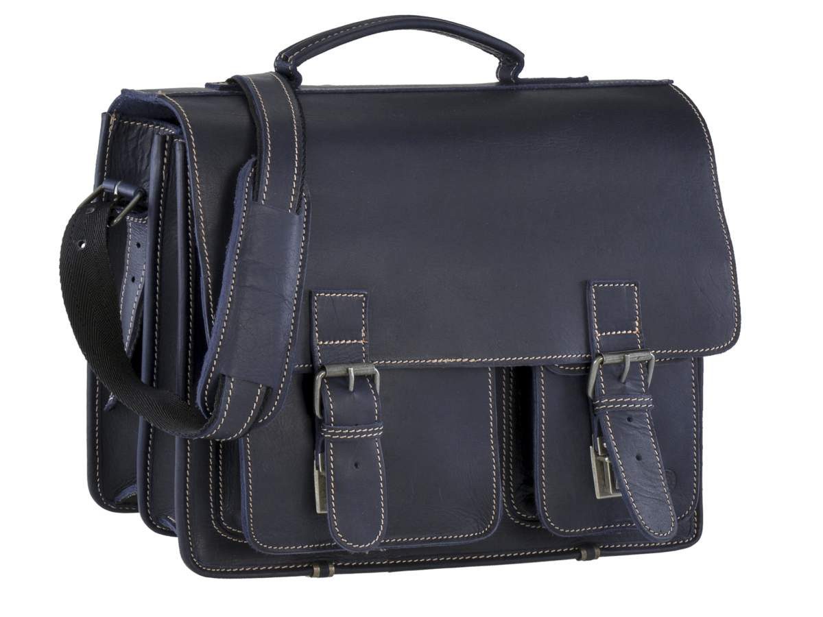 Greenburry Aktentasche Buffalo Lehrertasche Damen Herren Leder 39x33cm 2 Fächer, Businesstasche, Schultasche, für Herren und Damen, rustikal