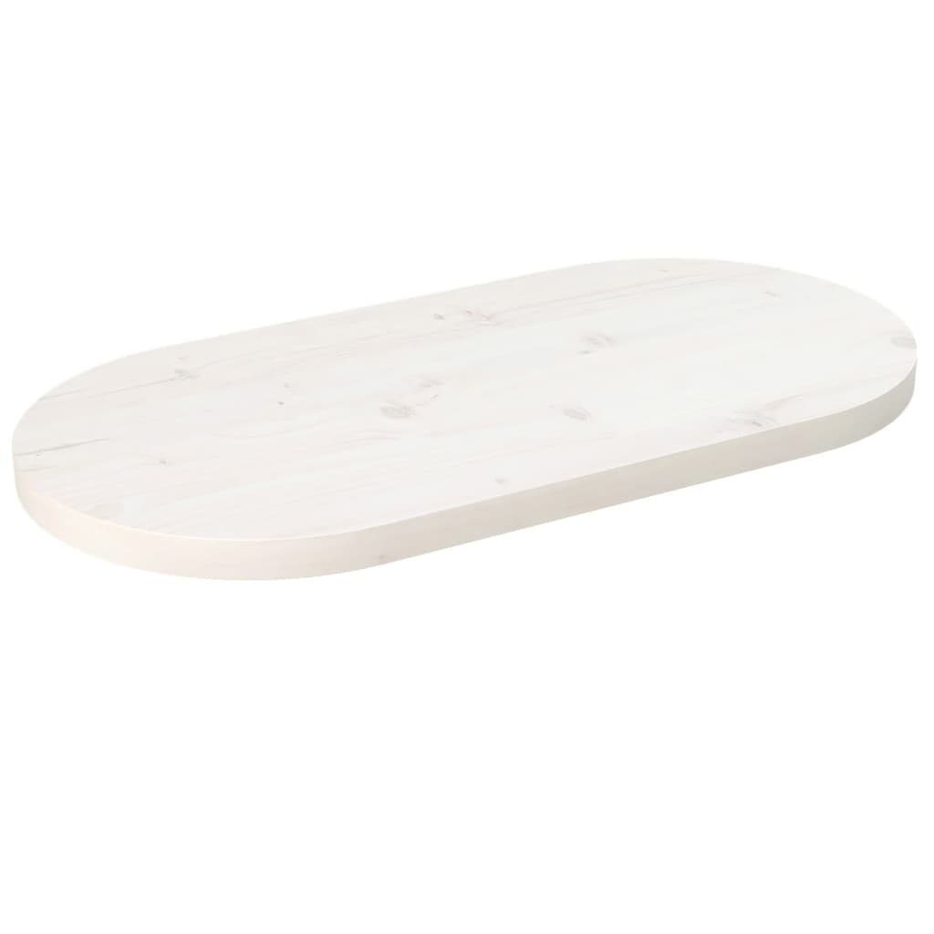 cm 60x30x2,5 Kiefer furnicato Oval Tischplatte Weiß Massivholz St) (1