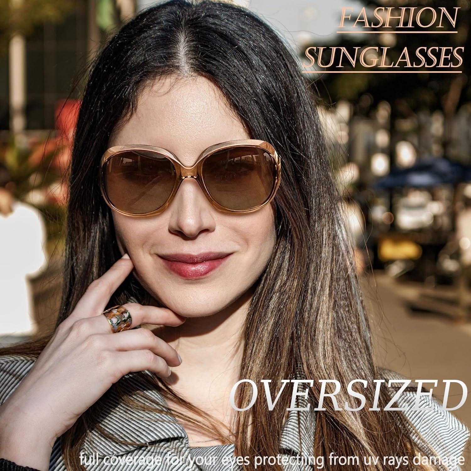 LuxusKollektion Sonnenbrille Sonnenbrille Damen Oversized B56-schwarz und Hellbraun Wie die Bilder