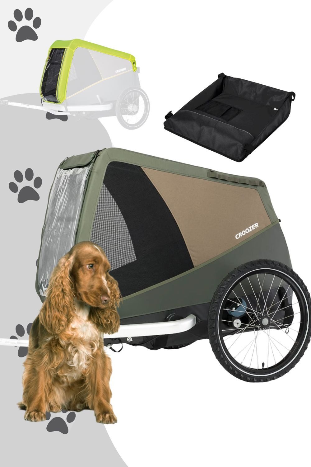 Croozer Fahrradhundeanhänger Dog Mikke Tour Pack Bundle (inkl. Regenverdeck und Packfach)