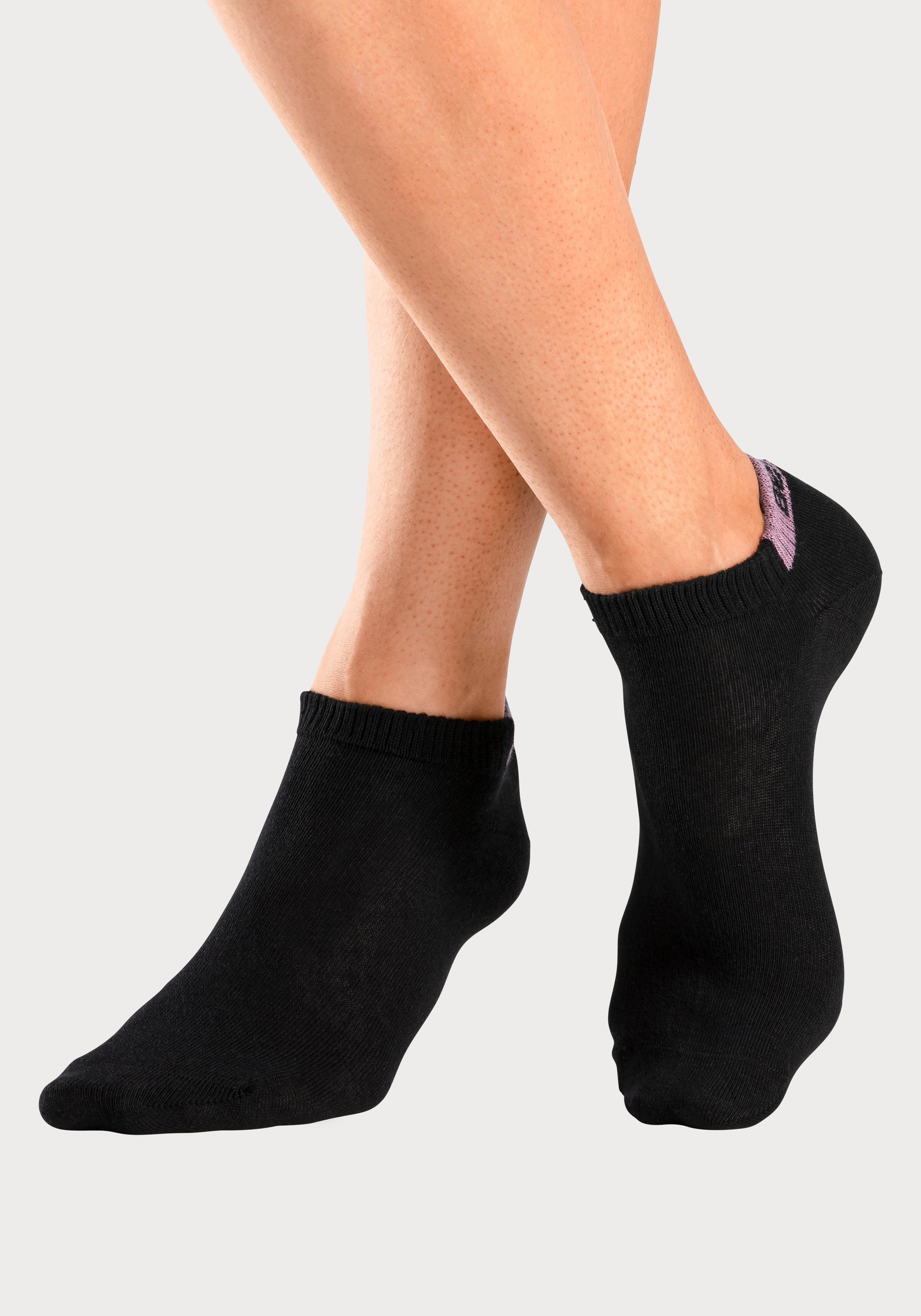 Bench. Sneakersocken Kurzsocken Damen ohne Frottee, weicher Bundabschluss (Packung, 6-Paar, Gr. 35-38 bis 39-42) mit unterschiedlichen Designs