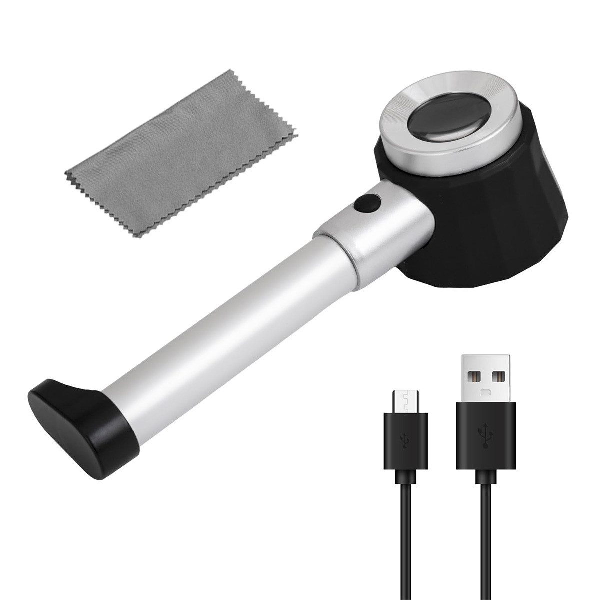 Welikera Handlupe 30x Lupe mit Licht,Juwelierlupe,3 LED-Leuchten, mit Millimeter- und Zollskala,Geeignet für Uhren/Haut