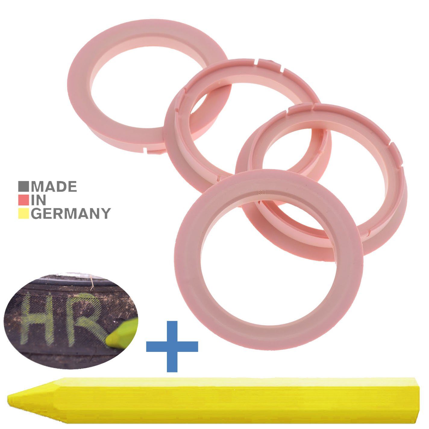 x Maße: Stift, RKC 1x Fett + 4X Reifenstift Ringe Rosa Zentrierringe 60,1 Kreide Reifen Felgen 74,1 mm