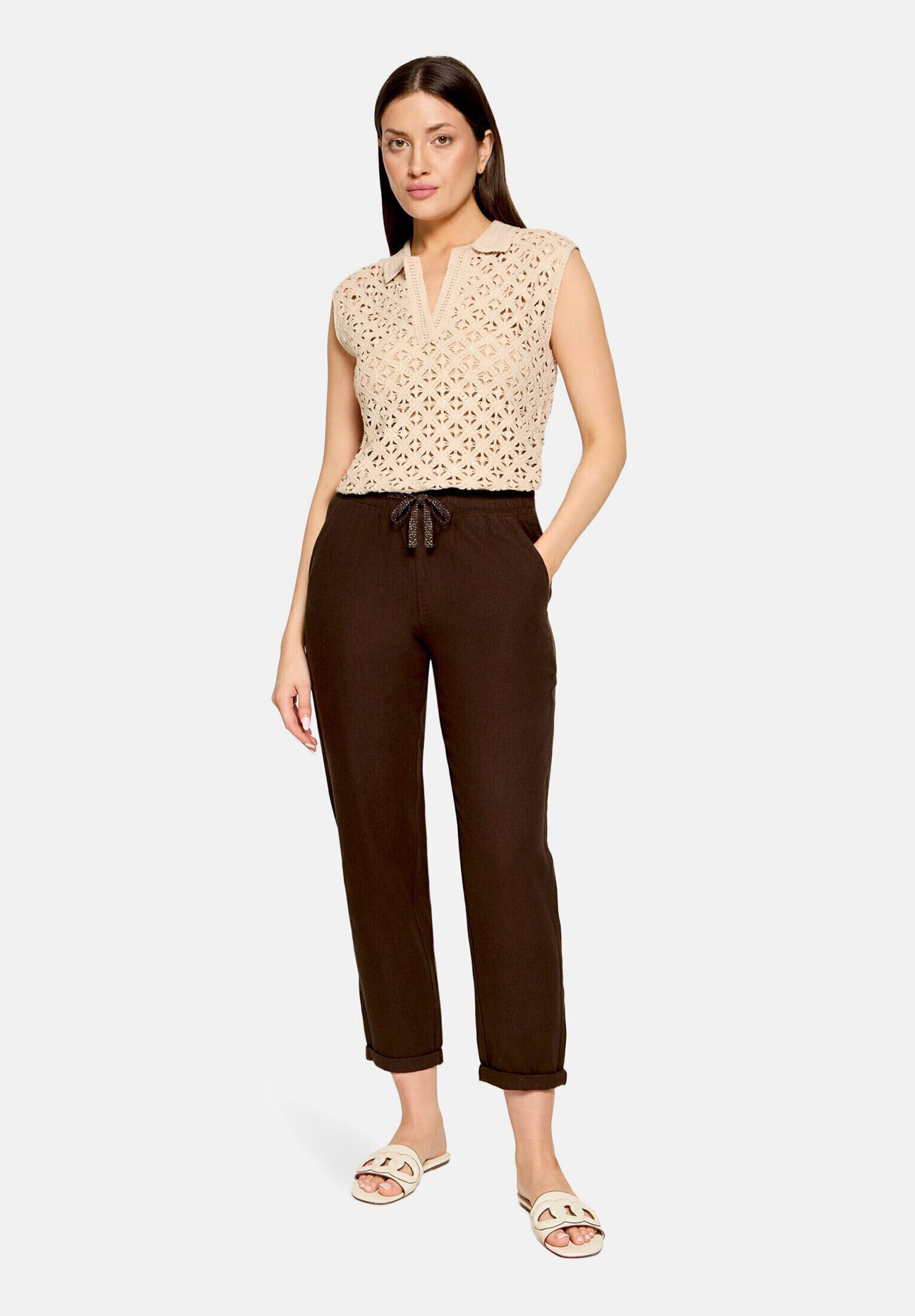 Cartoon Leinenhose Damen unifarben