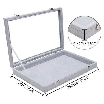 Belle Vous Schmuckständer Graue Samt Schmuck Präsentationsbox - Perfekt für Zuhause und Geschäft, Gray Velvet Jewelry Display Case - Ideal for Home and Shop