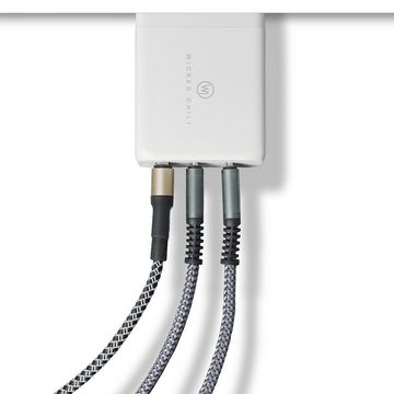Wicked Chili 65W GaN USB-C Ladegerät, 3in1 Netzteil für Surface Steckernetzteil (mit USB-A/Dual USB-C Fast Charge - kompatibel mit Microsoft Surface La)