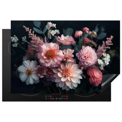 MuchoWow Herd-Abdeckplatte Blumen - Rosa - Natur, Vinyl, (1 tlg), Abdeckplatte für Herd, Küchen Gadgets, 76x51 cm