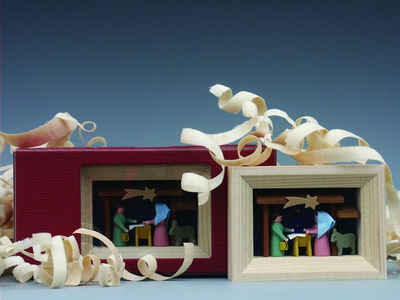 Weihnachtsfigur Weihnachtsdekoration Miniaturrahmen mit Krippe BxH 5,5x7 cm NEU
