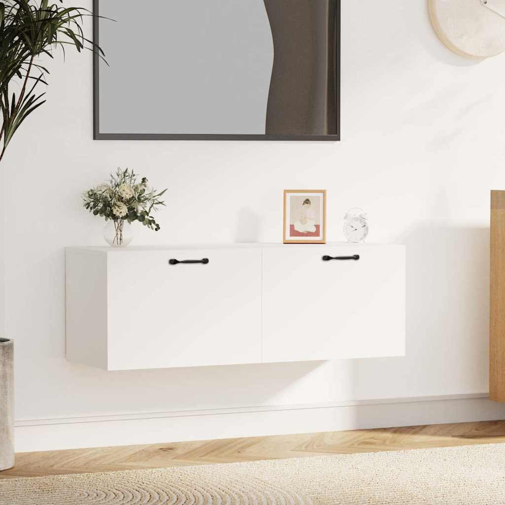 furnicato Wandhängeschrank Hängeschrank 100 x 36,5 x 35 cm Weiß, 1-tlg., Wandschrank mit 2 Schubladen und viel Stauraum für dein Wohnzimmer