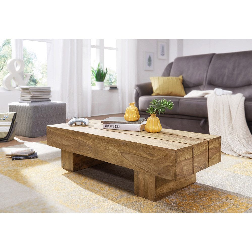 Lomadox Couchtisch, braun, Akazie Massivholz, Landhaus-Stil, günstig online kaufen