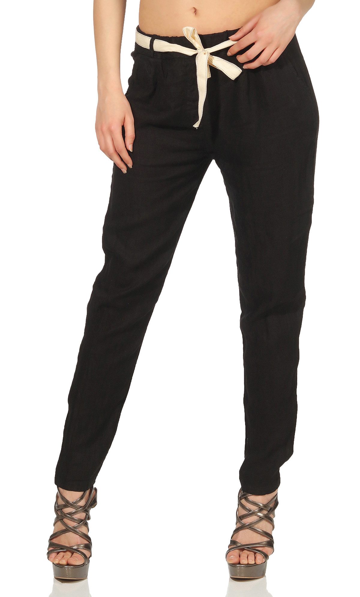 Mississhop Leinenhose Damen Leinenhose lockere Freizeithose günstig online kaufen