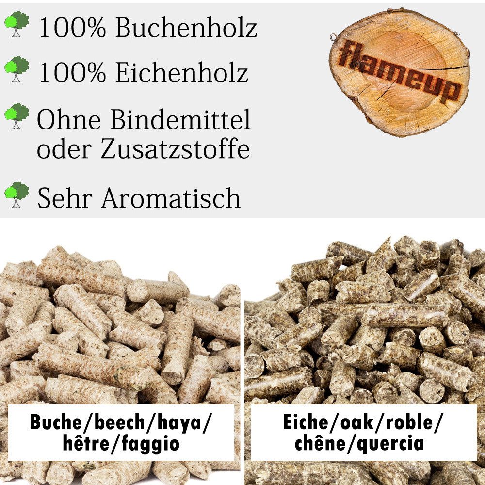 Flameup Holzpellets Eiche Buche Pellets je 15 kg Grill Smoker Pizzaofen Rauch BBQ Grillen, 30 kg – Bild 4 von 5