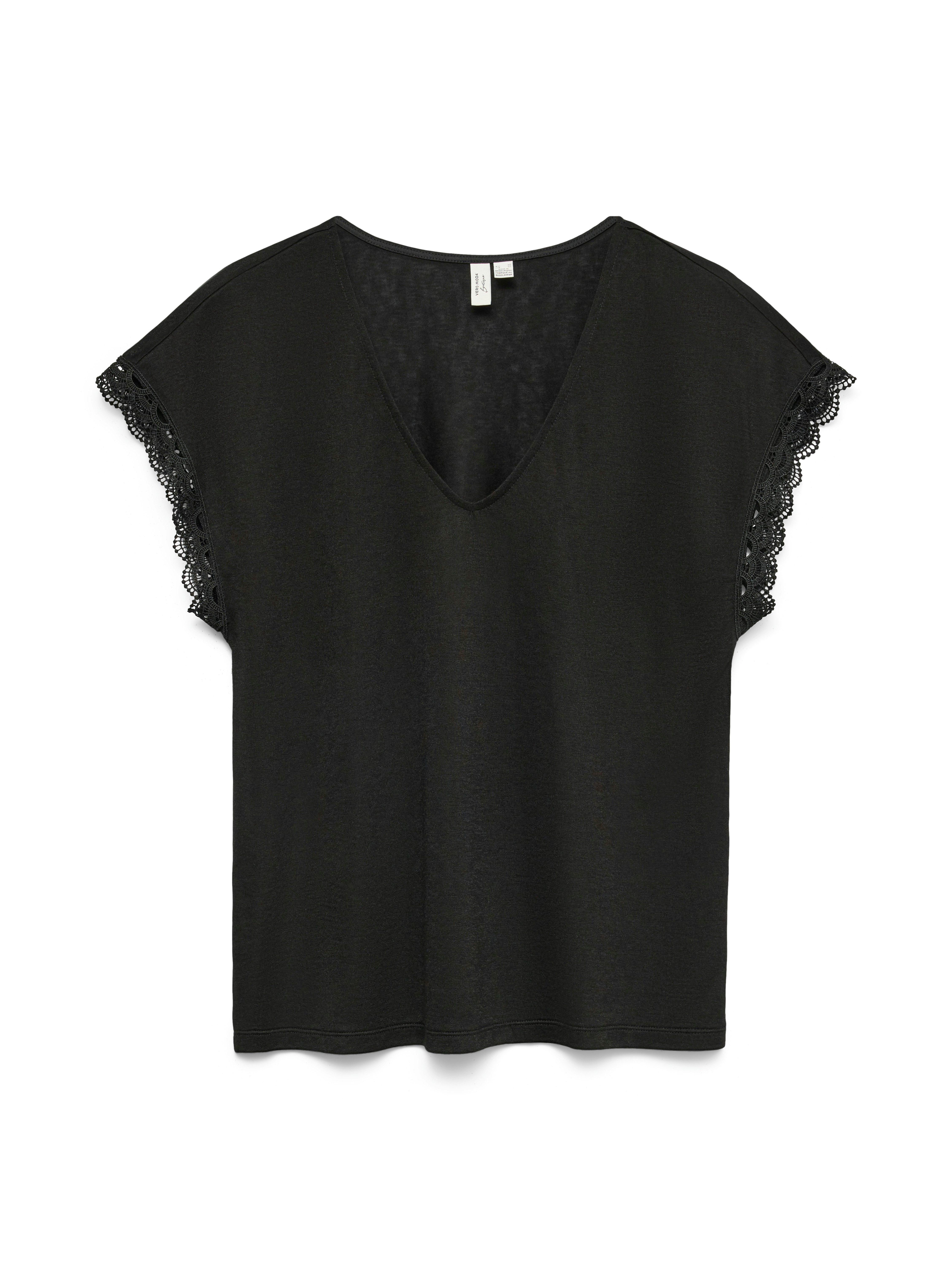 Blusenshirt VMIBILSA S/S V-NECK TOP JRS BTQ