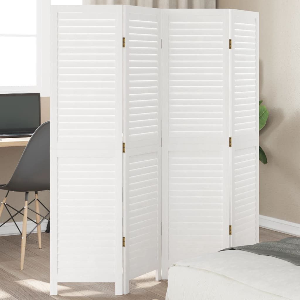 vidaXL Paravent 40 x 160 cm Paravent Spanische Wand Trennwand 4-tlg Raumteiler Weiß Ma