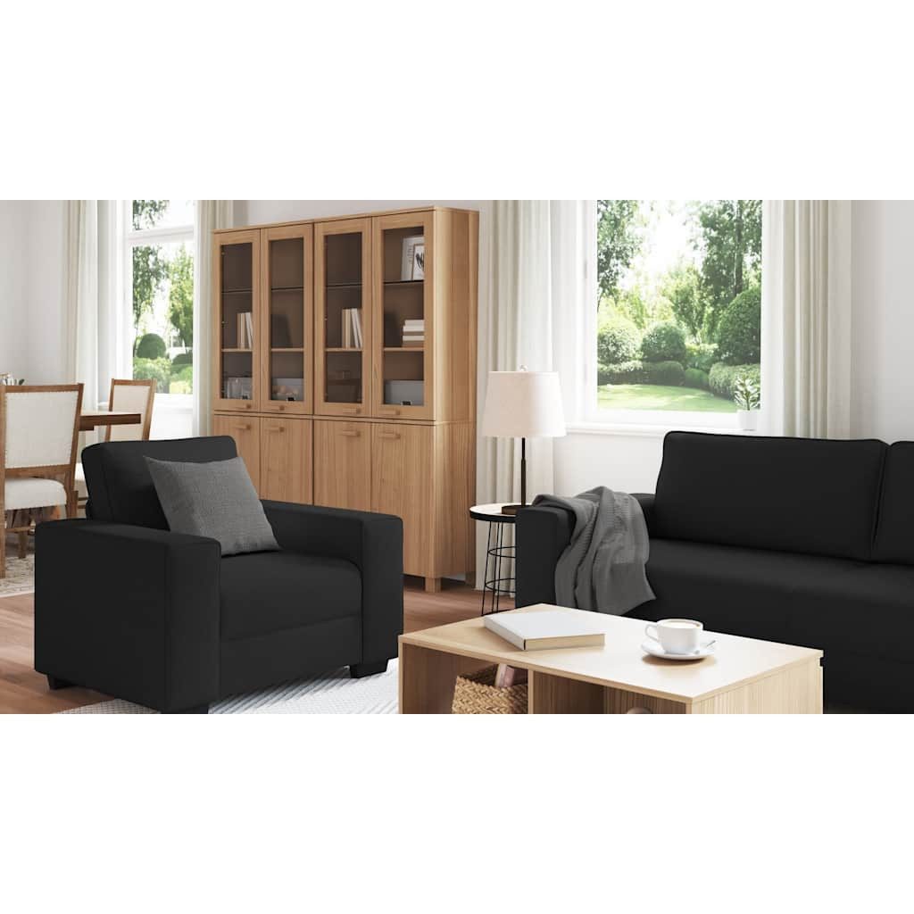 vidaXL Sofa 3-tlg. Sofagarnitur mit Kissen Schwarz Stoff günstig online kaufen