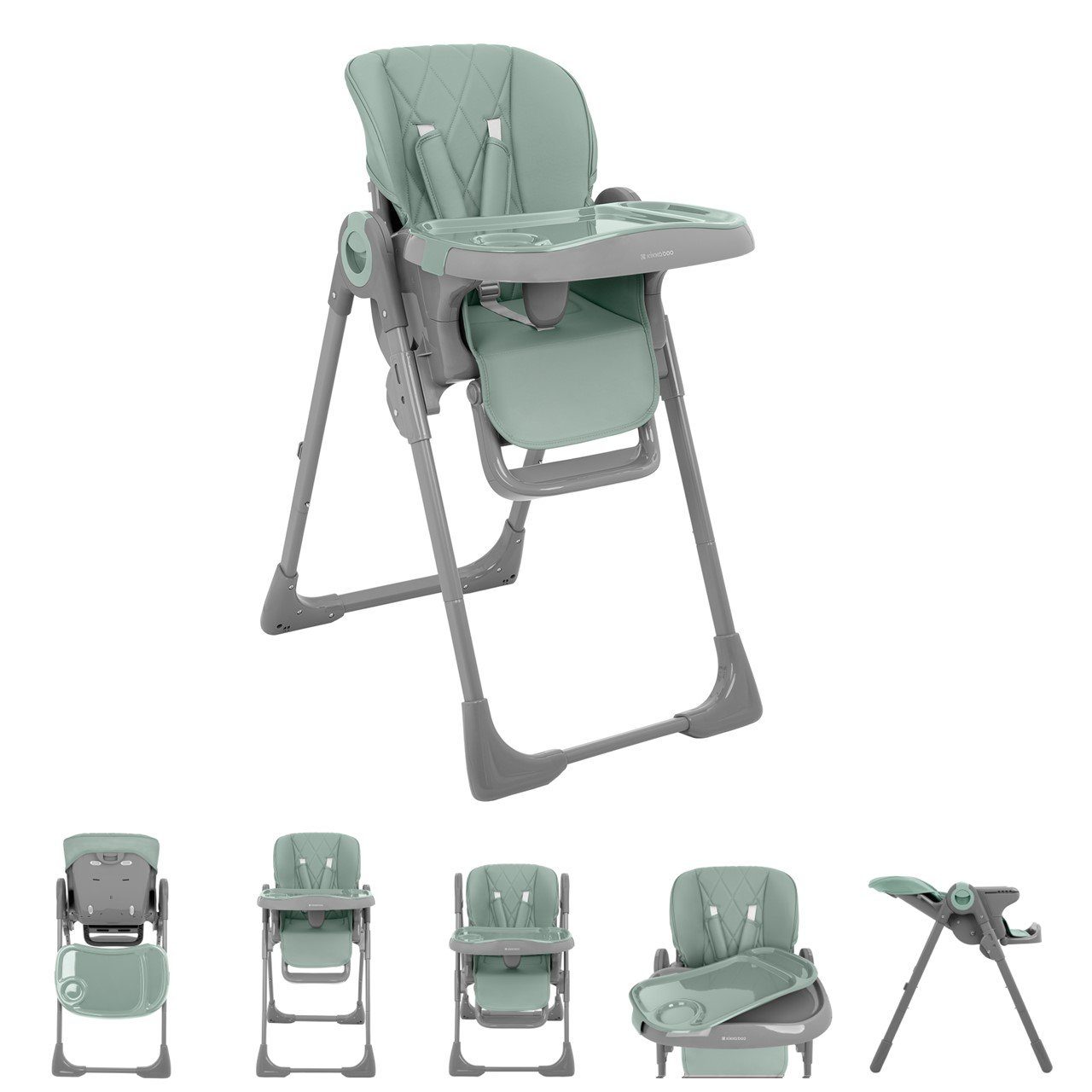 Kikkaboo Hochstuhl Kinderhochstuhl Comfy klappbar, höhenverstellbar, Gurt, Doppeltablett grün | Stühle