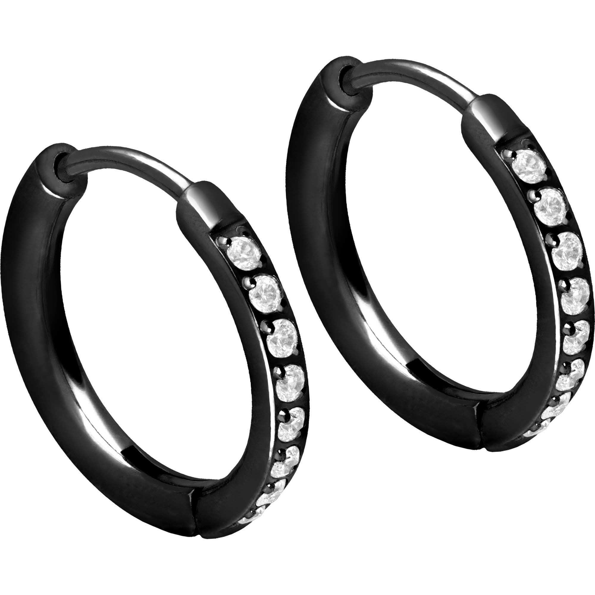 FILANGO Paar Creolen Chirurgenstahl Ohrclicker Creolen EINGEFASSTE KRISTALLE (Creolen, 1-tlg)