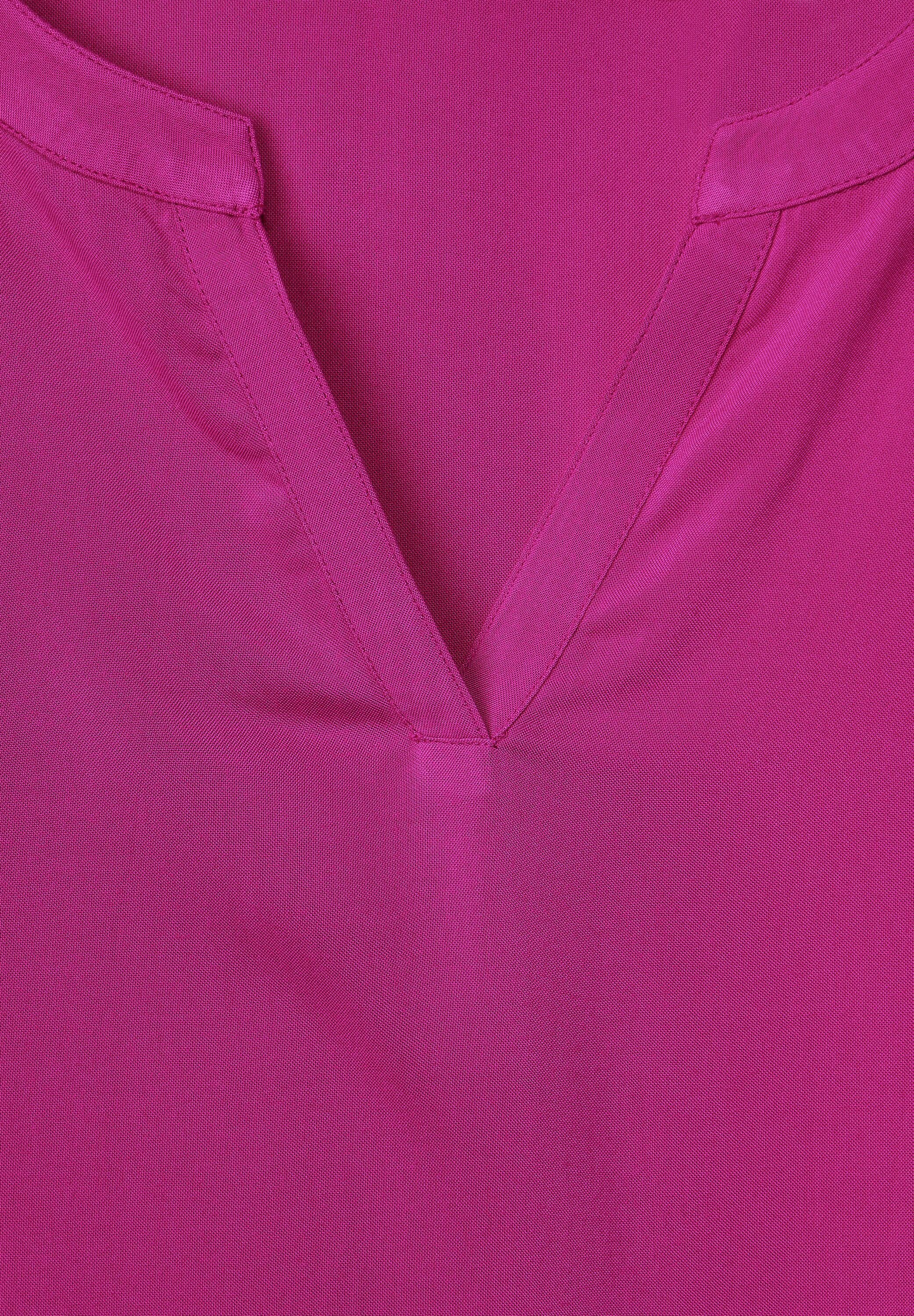 STREET ONE Langarmbluse mit geschlitztem Rundhalsausschnitt