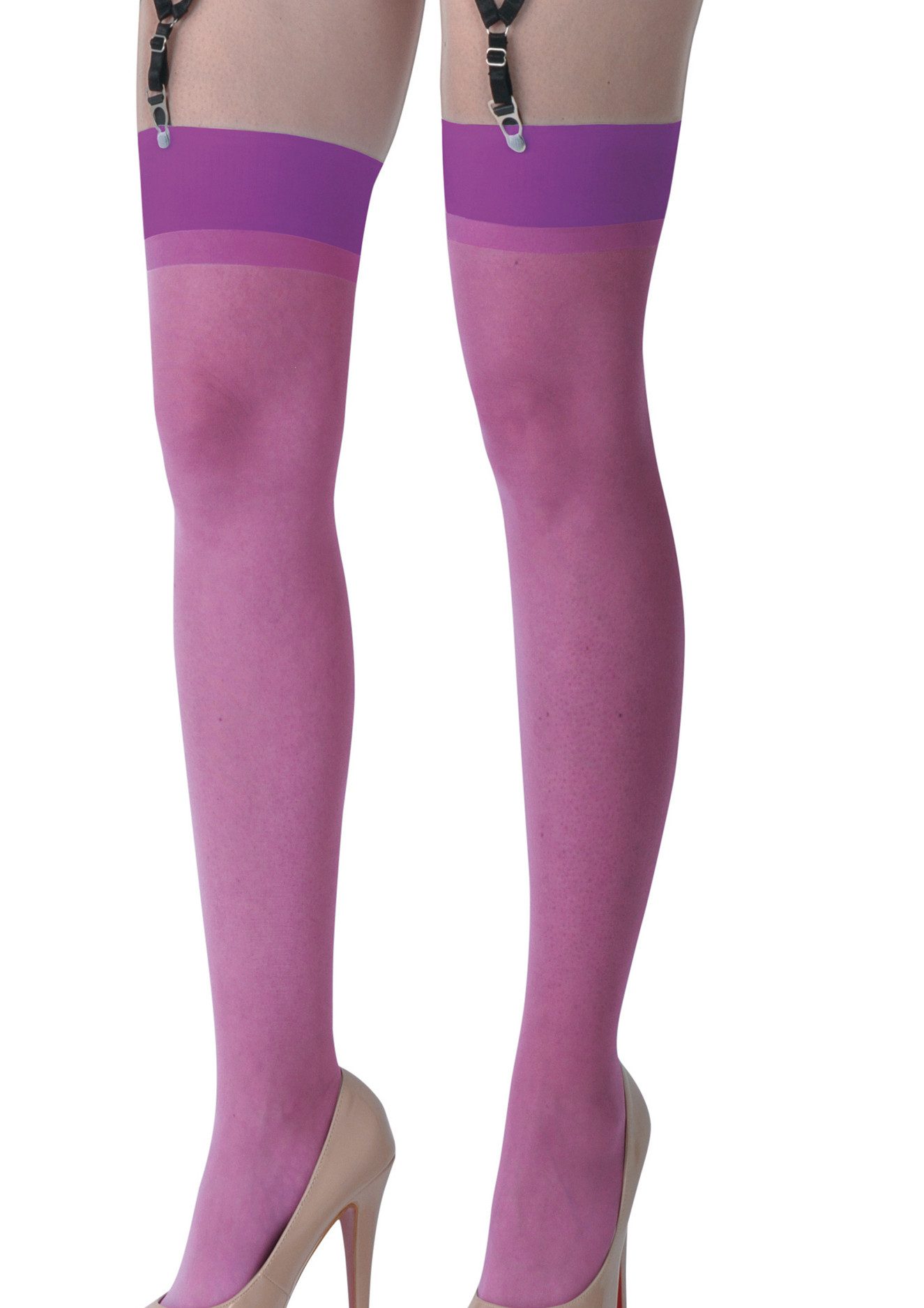 Legg Story Feinstrümpfe Dessous Straps Strümpfe aus weichem Material und Netz in lila Stocking