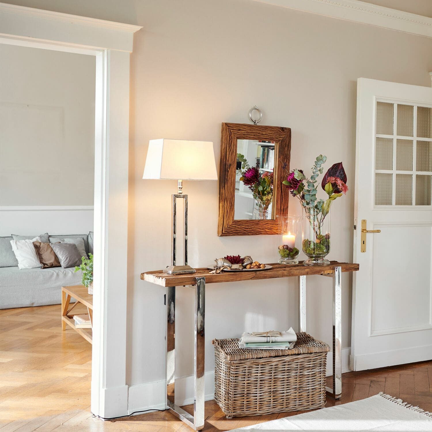 Mirabeau Tischleuchte Tischlampe Kinshaa creme/silber