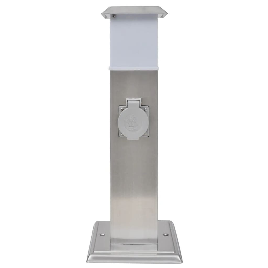 vidaXL Steckdose Gartensteckdose Steckdosenturm Edelstahl mit Lampe