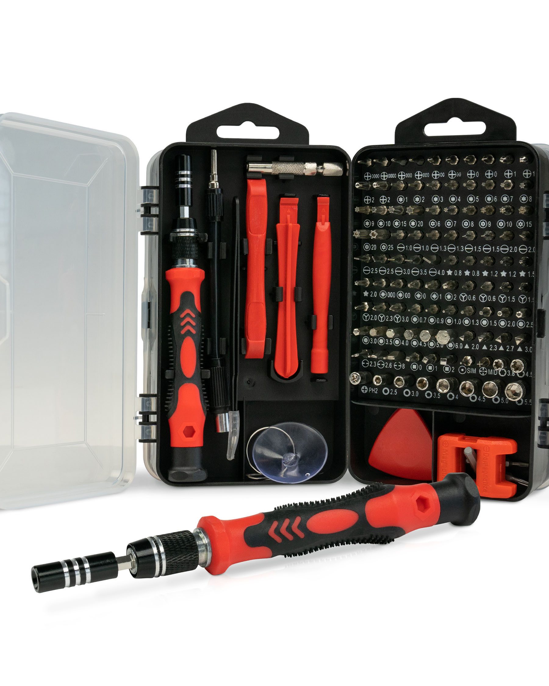 Red Tools Bit-Set Feinmechanik - Reparatur-Set - 123 Teile - viel Zubehör, Bit-Set, 123-St., Feinmechanik, Präzisions-Schraubendreher-Bits, Demontage-Zubehör, Kunststoffkoffer