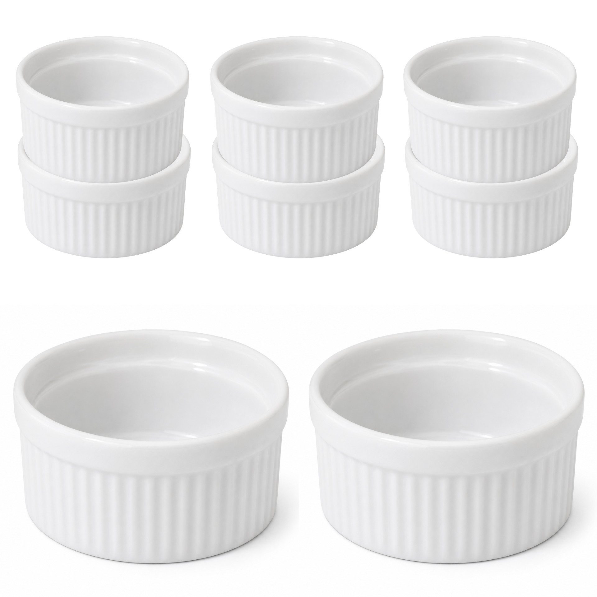 mikken Tapas-Schale Ragout Fin Porzellan 9 cm – Creme Brulee Schälchen 130ml, (8-tlg), hygienisches Porzellan, Ø9 cm, stapelbar