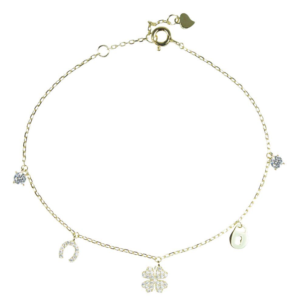 LUISIA® Armband Vergoldetes Damen Armband mit Glücksbringern - 925 Silber mit Zirkonia (1-tlg., inkl. Schmuckbox)