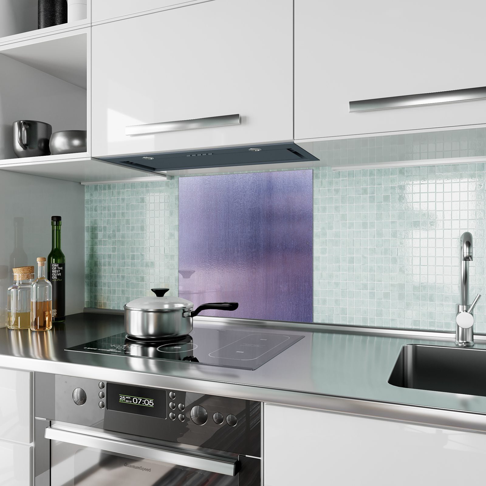 Glas Motiv Metallmuster Farbige Spritzschutz Primedeco mit Küchenrückwand Küchenrückwand