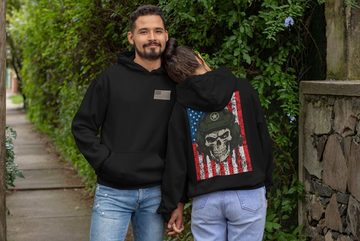 Baddery Kapuzenpullover US Army Hoodie : Army Skull mit Stick Patch, hochwertiger Siebdruck, auch Übergrößen