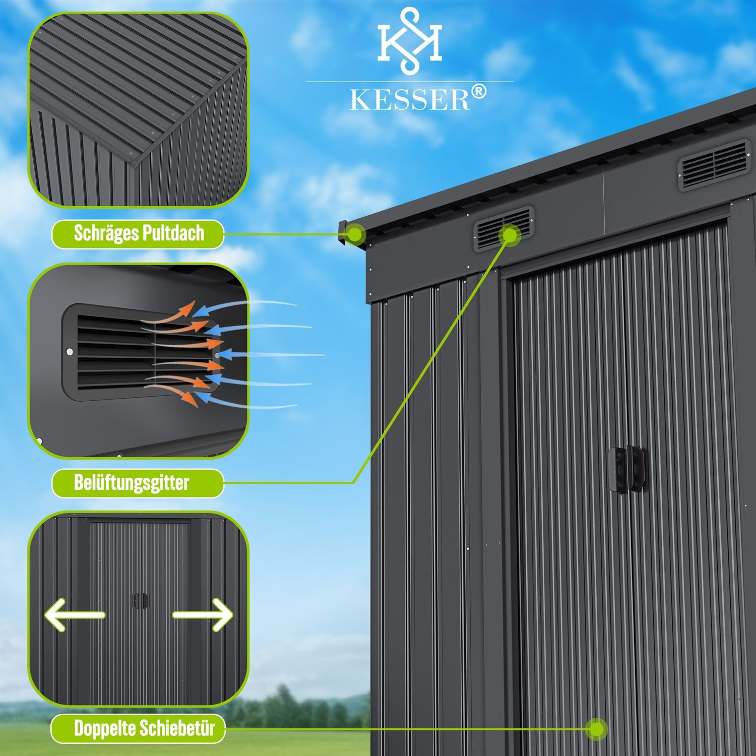 KESSER Gartenhaus, Gerätehaus Metall 4 m³ günstig online kaufen