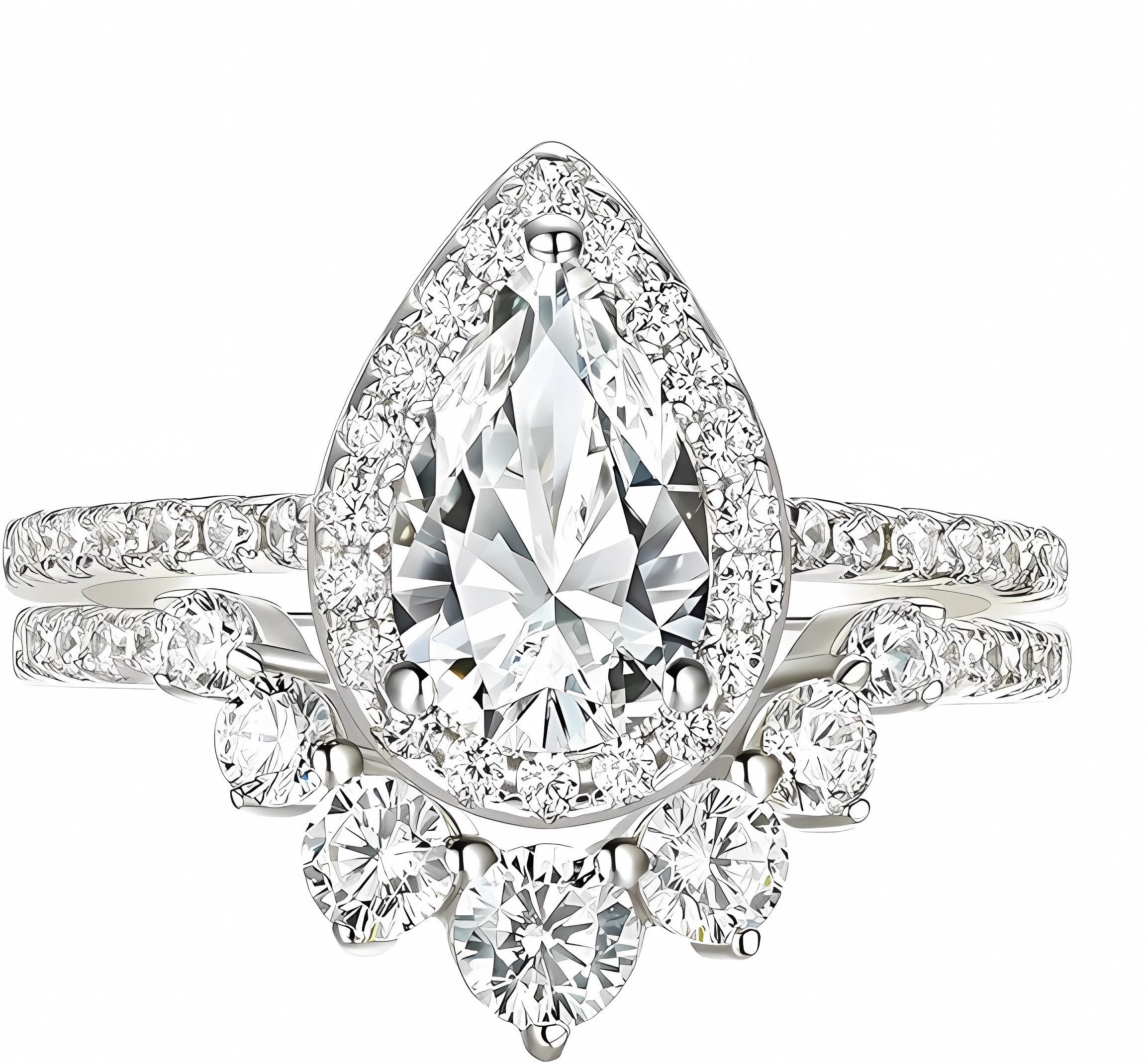 Jumpeak Diamantring Labordiamant 1.5 Karat,Diamant Ring,Goldener Ring Damen,Wedding Ring, Tropfendiamant,IGI,Ring Gold Damen 585 Echtgold,Geschenk für Ehefrau