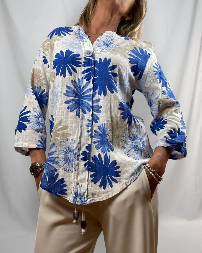 Kurzarmbluse - Sommerliche Kurzarmbluse Damen - mit Blumenprint