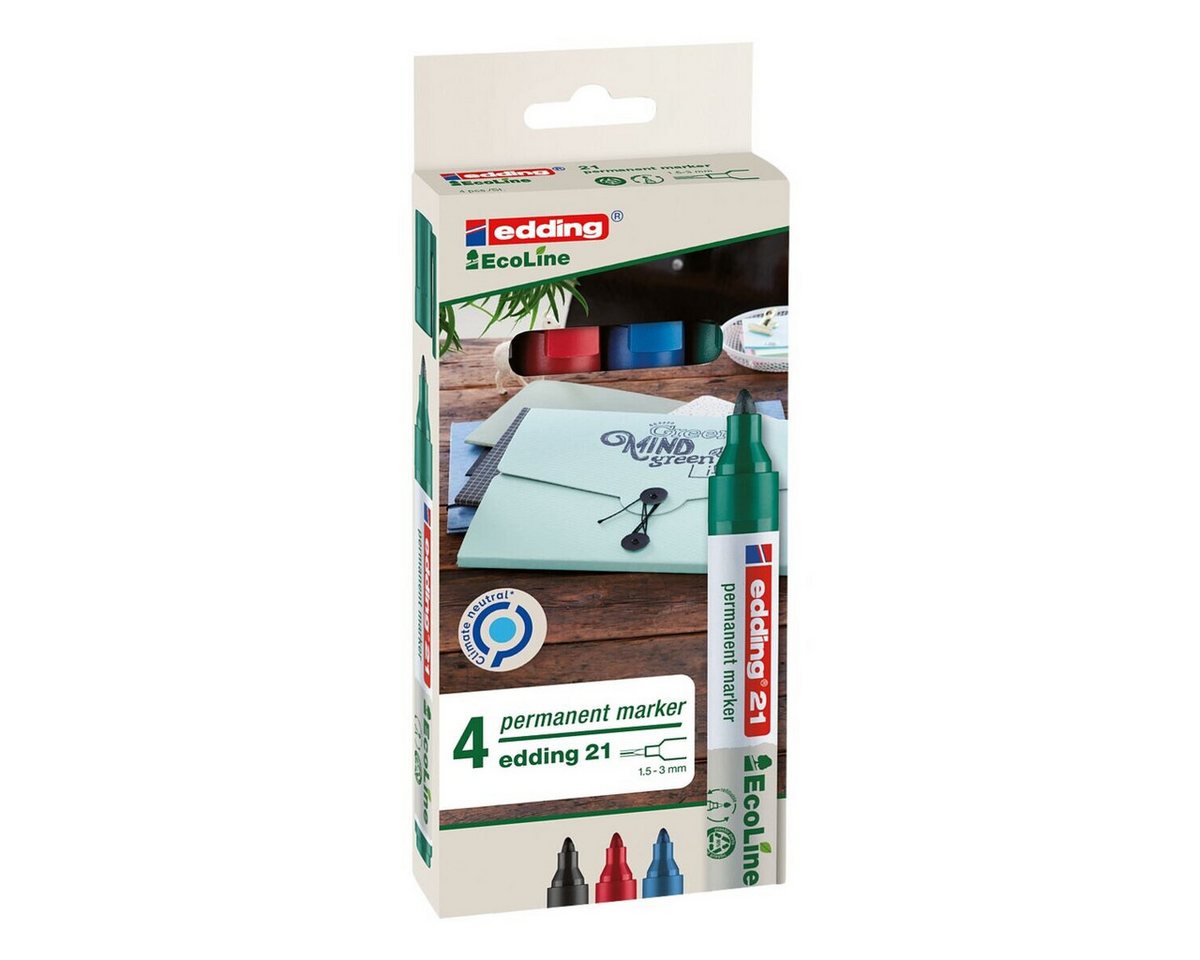 Thumbnail - edding Permanentmarker 21 EcoLine, (4-tlg), toluolfrei