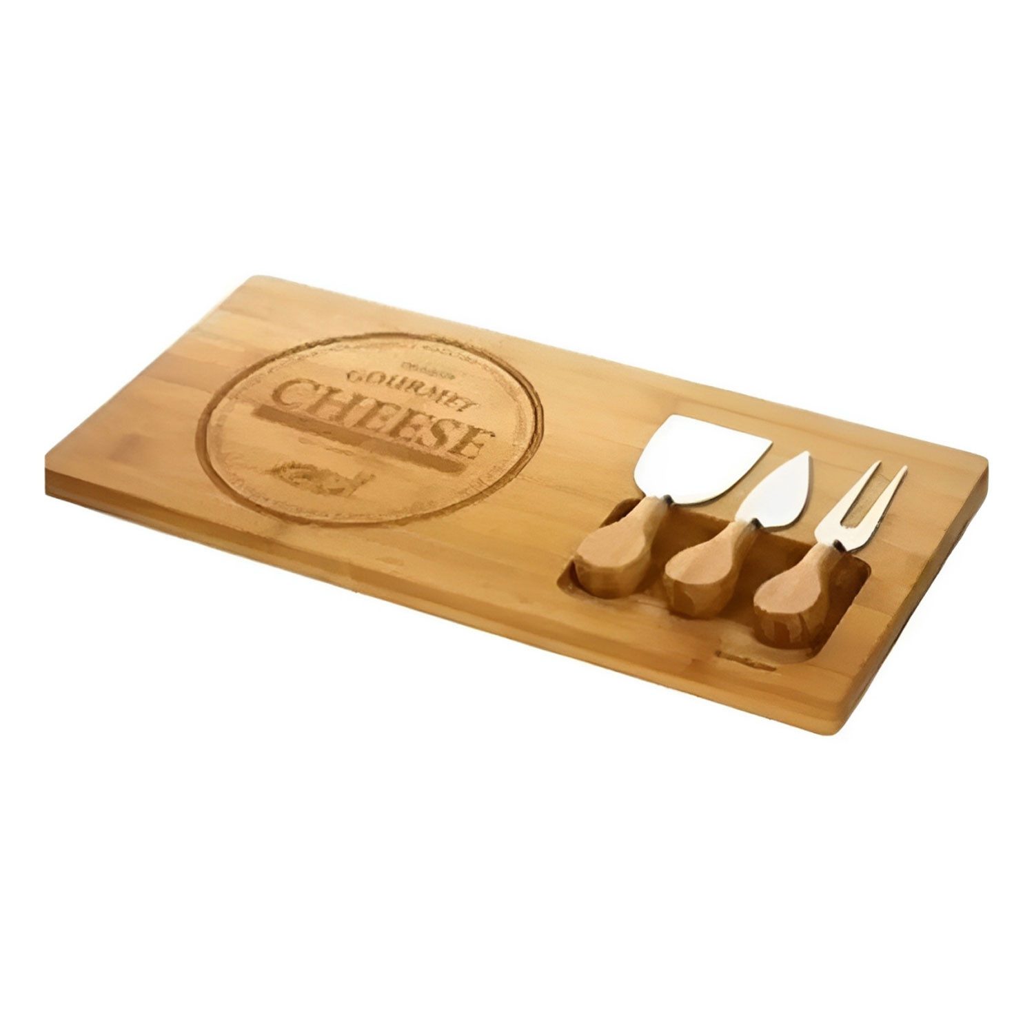 Jungengel Käsebrett Bambus Käsemesser-Set Bambo 4-Teilig Schneidebrett Edle Servierplatte, Holz, (4-St), Käseplatte, Tapas Brett, Robust & langlebig, Ergonomisch & funktional