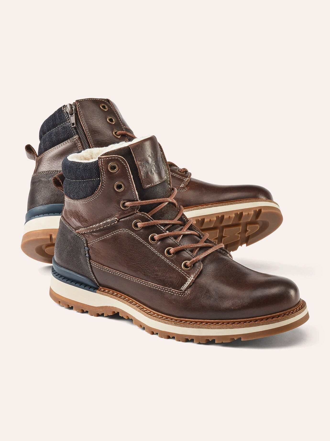 Walbusch Herren Thermo Stiefel Rindleder warm gefüttert Profilsohle Weite G Stiefel Seitlicher Reißverschluss, herausnehmbare Decksohle, rutschfest