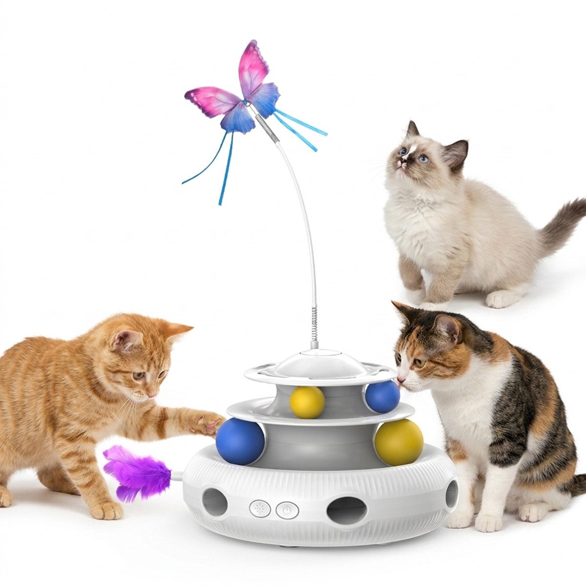 Vashoy Tier-Intelligenzspielzeug Elektrisches Katzenspielzeug, ABS, stabileres Haustier-Smart-Spielzeug (3-tlg) Infrarot-Umweltschutz und stabileres Haustier-Smart-Spielzeug