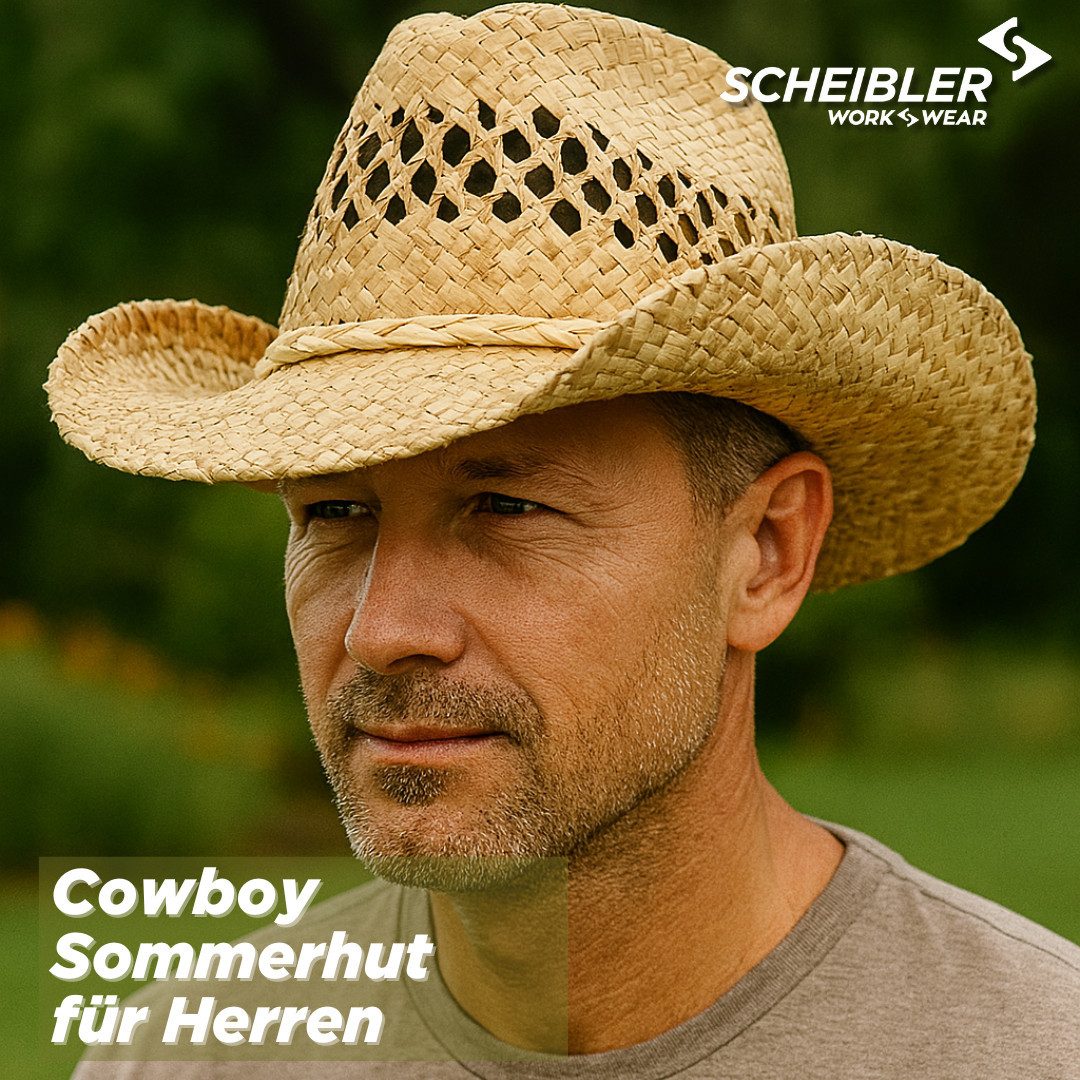 SCHEIBLER WORKWEAR Strohhut Strohhut Cowboy Modisches & lässiges Design, hervorragender UV-Schutz
