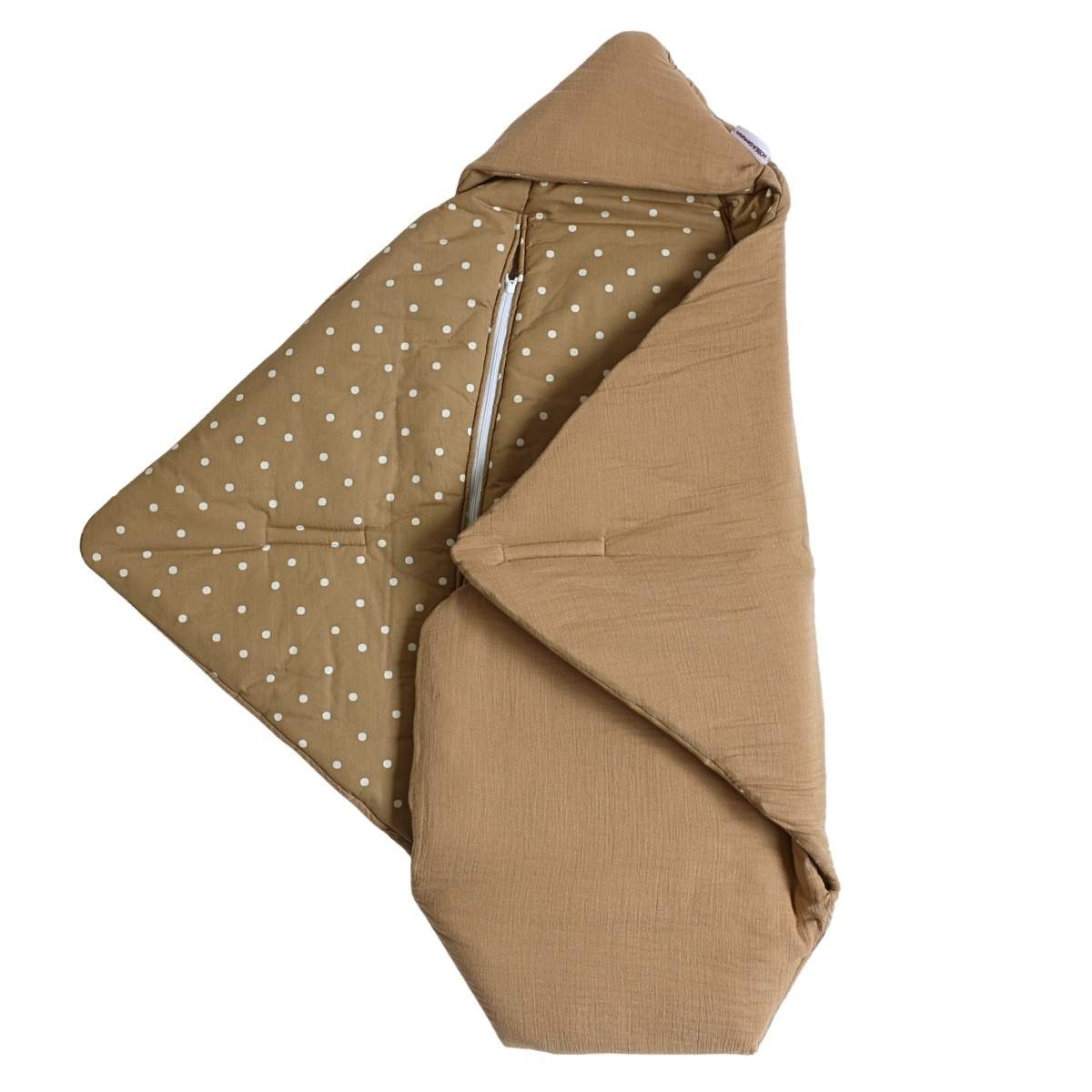 Babydecke Einschlagdecke Musselin taupe/Punkte beige, HOBEA-Germany, günstig online kaufen