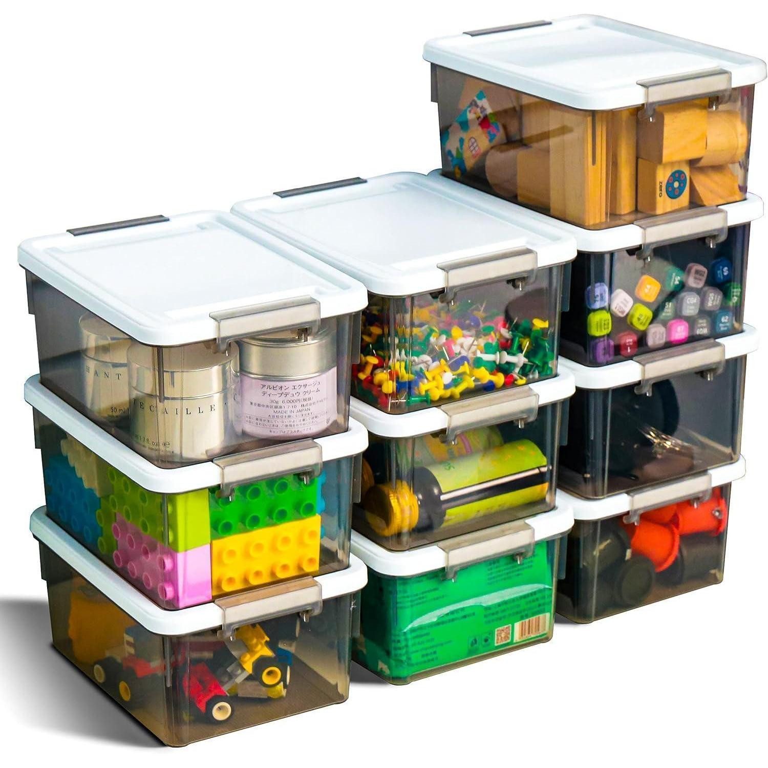 LuxusKollektion Stapelbox Aufbewahrungsboxen Deckel Kunststoff stapelbar 10stück Grau
