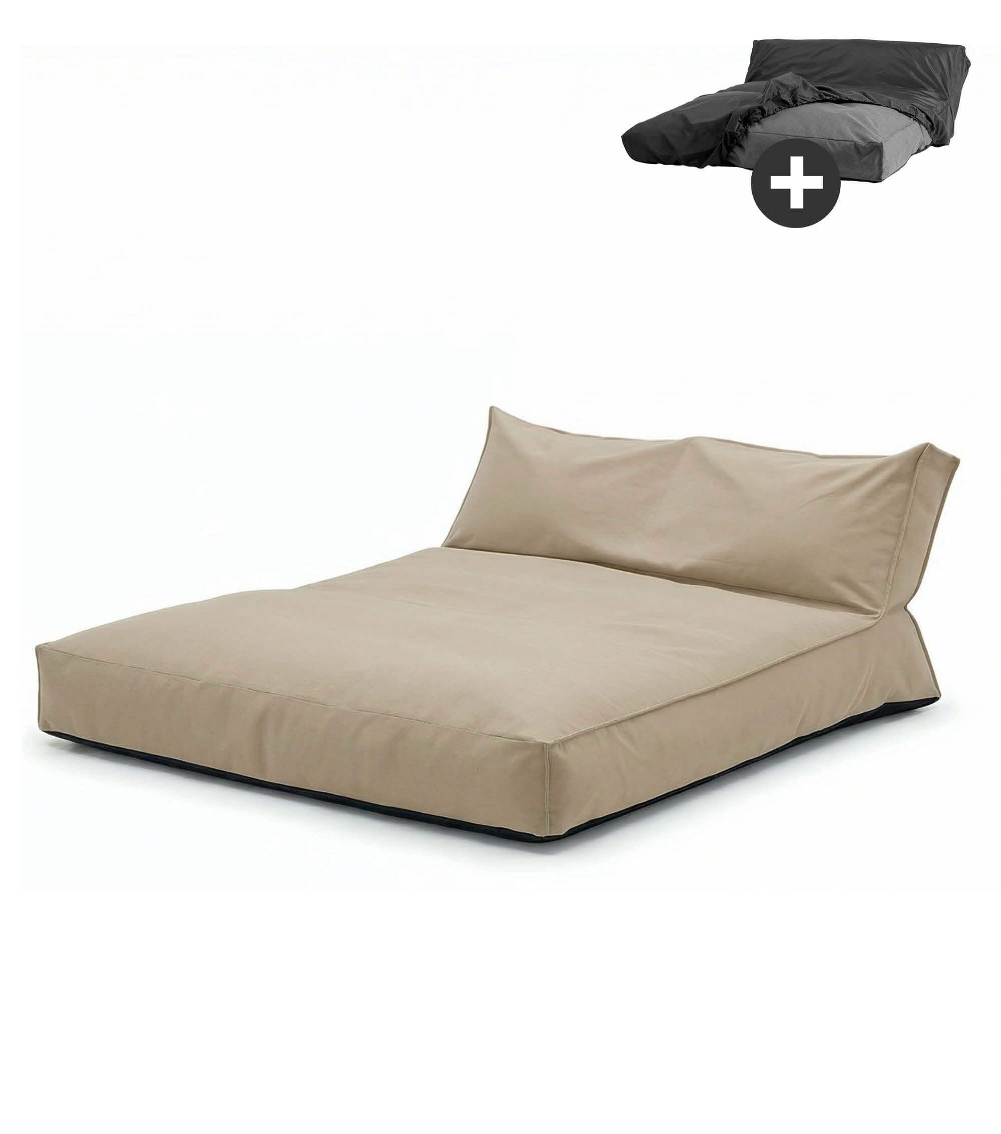 mokebo Sitzsack Outdoor Lounge 'Das Daybed' (mit Schutzhülle), Bean Bag Outdoor für Kinder & Erwachsene, Gartenliege in Sand