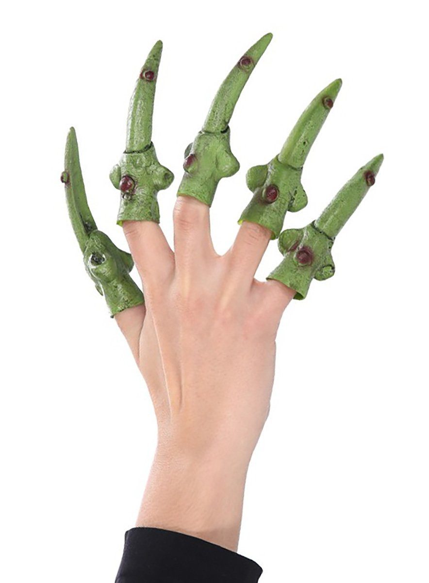 CHAKS Искусственные ногти Grüne Hexenfinger, Fünf Krallen zum Aufstecken für Hexen oder Monster